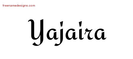Yajaira Calligraphic Stylish Name Tattoo Designs