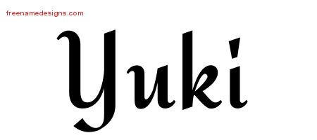 Yuki Calligraphic Stylish Name Tattoo Designs