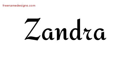 Zandra Calligraphic Stylish Name Tattoo Designs