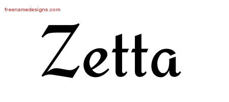 Zetta Calligraphic Stylish Name Tattoo Designs