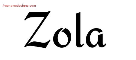 Zola Calligraphic Stylish Name Tattoo Designs