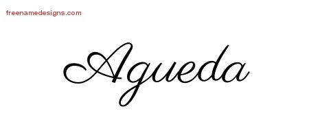 Agueda Classic Name Tattoo Designs