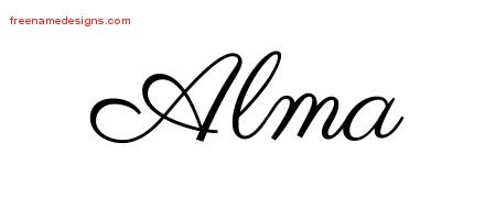Alma Classic Name Tattoo Designs
