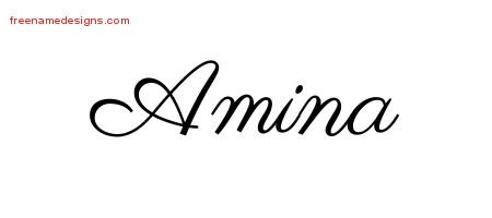 Amina Classic Name Tattoo Designs