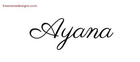 Ayana Classic Name Tattoo Designs