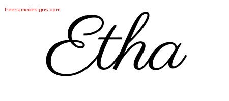 Etha Classic Name Tattoo Designs