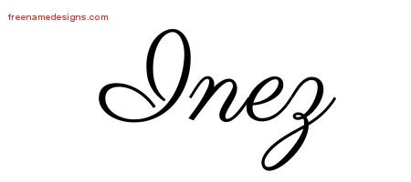 Inez Classic Name Tattoo Designs