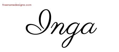 Inga Classic Name Tattoo Designs