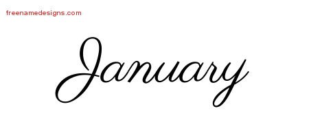 January Classic Name Tattoo Designs