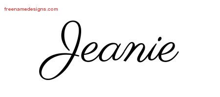 Jeanie Classic Name Tattoo Designs