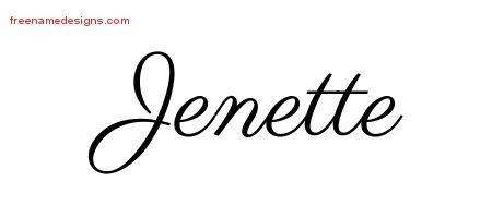 Jenette Classic Name Tattoo Designs