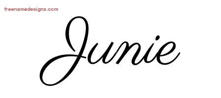 Junie Classic Name Tattoo Designs