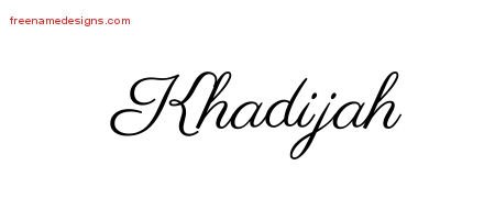 Khadijah Classic Name Tattoo Designs