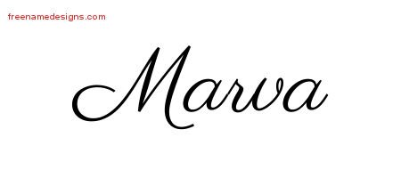 Marva Classic Name Tattoo Designs
