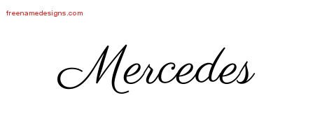 Mercedes Classic Name Tattoo Designs