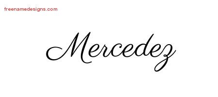 Mercedez Classic Name Tattoo Designs
