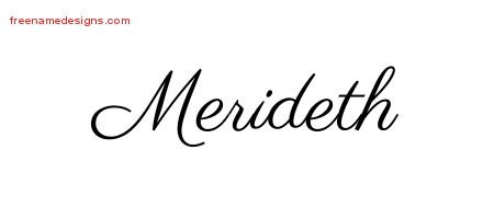 Merideth Classic Name Tattoo Designs