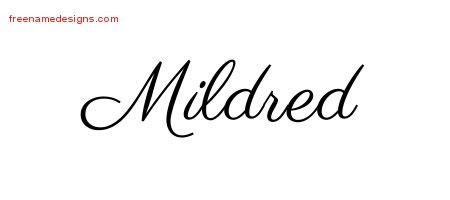 Mildred Classic Name Tattoo Designs