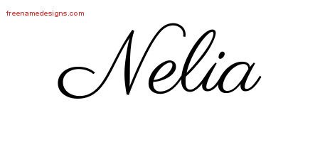 Nelia Classic Name Tattoo Designs