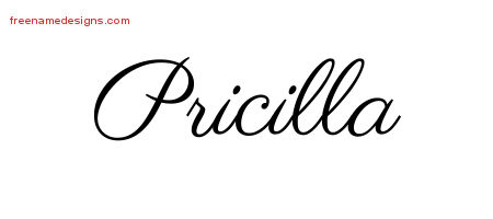Pricilla Classic Name Tattoo Designs