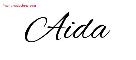 Aida Cursive Name Tattoo Designs