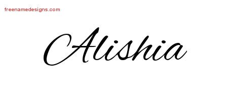 Alishia Cursive Name Tattoo Designs