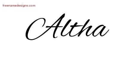 Altha Cursive Name Tattoo Designs