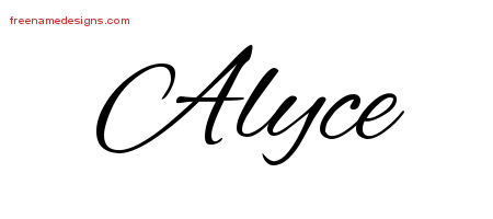 Alyce Cursive Name Tattoo Designs