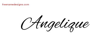 Angelique Cursive Name Tattoo Designs