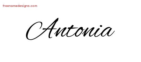 Antonia Cursive Name Tattoo Designs