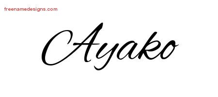 Ayako Cursive Name Tattoo Designs