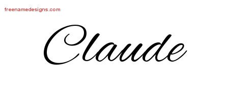 Claude Cursive Name Tattoo Designs