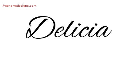 Delicia Cursive Name Tattoo Designs