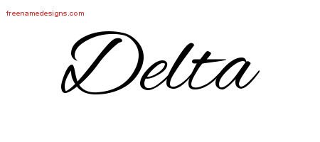 Delta Cursive Name Tattoo Designs