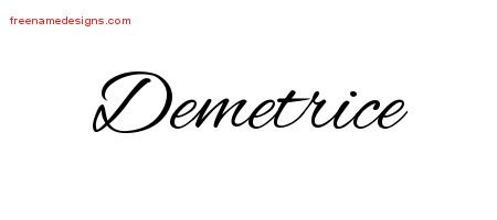 Demetrice Cursive Name Tattoo Designs
