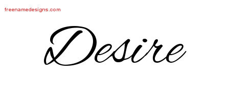Desire Cursive Name Tattoo Designs