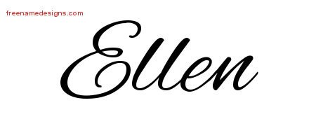 Ellen Cursive Name Tattoo Designs