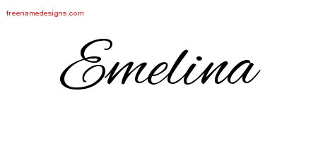 Emelina Cursive Name Tattoo Designs
