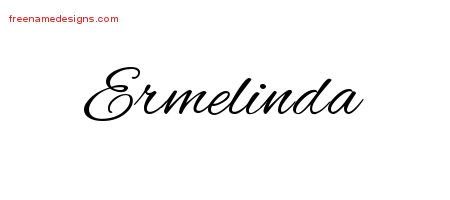 Ermelinda Cursive Name Tattoo Designs