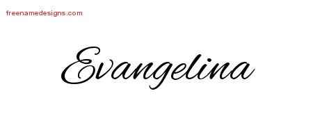 Evangelina Cursive Name Tattoo Designs