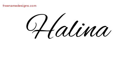 Halina Cursive Name Tattoo Designs