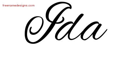 Ida Cursive Name Tattoo Designs