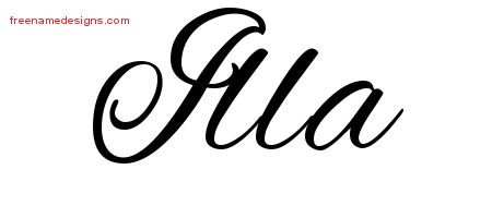 Illa Cursive Name Tattoo Designs