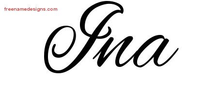 Ina Cursive Name Tattoo Designs