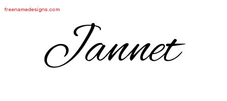 Jannet Cursive Name Tattoo Designs