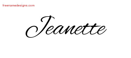 Jeanette Cursive Name Tattoo Designs