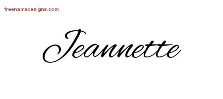 Jeannette Cursive Name Tattoo Designs