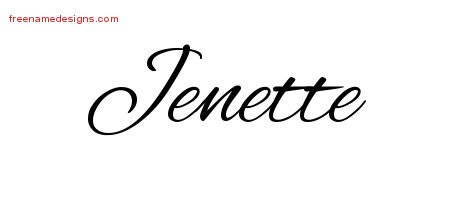 Jenette Cursive Name Tattoo Designs