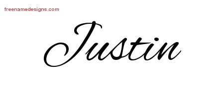 Justin Cursive Name Tattoo Designs