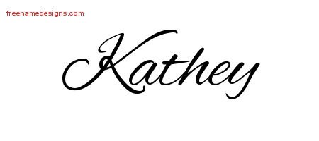 Kathey Cursive Name Tattoo Designs